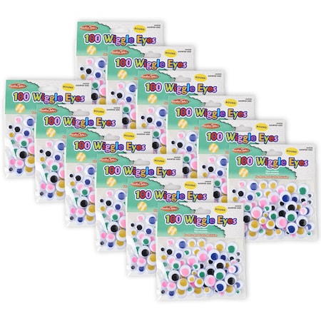 Charles Leonard Wiggle Eyes, Assorted Sizes & Colors, 100 Per Pack, 1200PK 64550